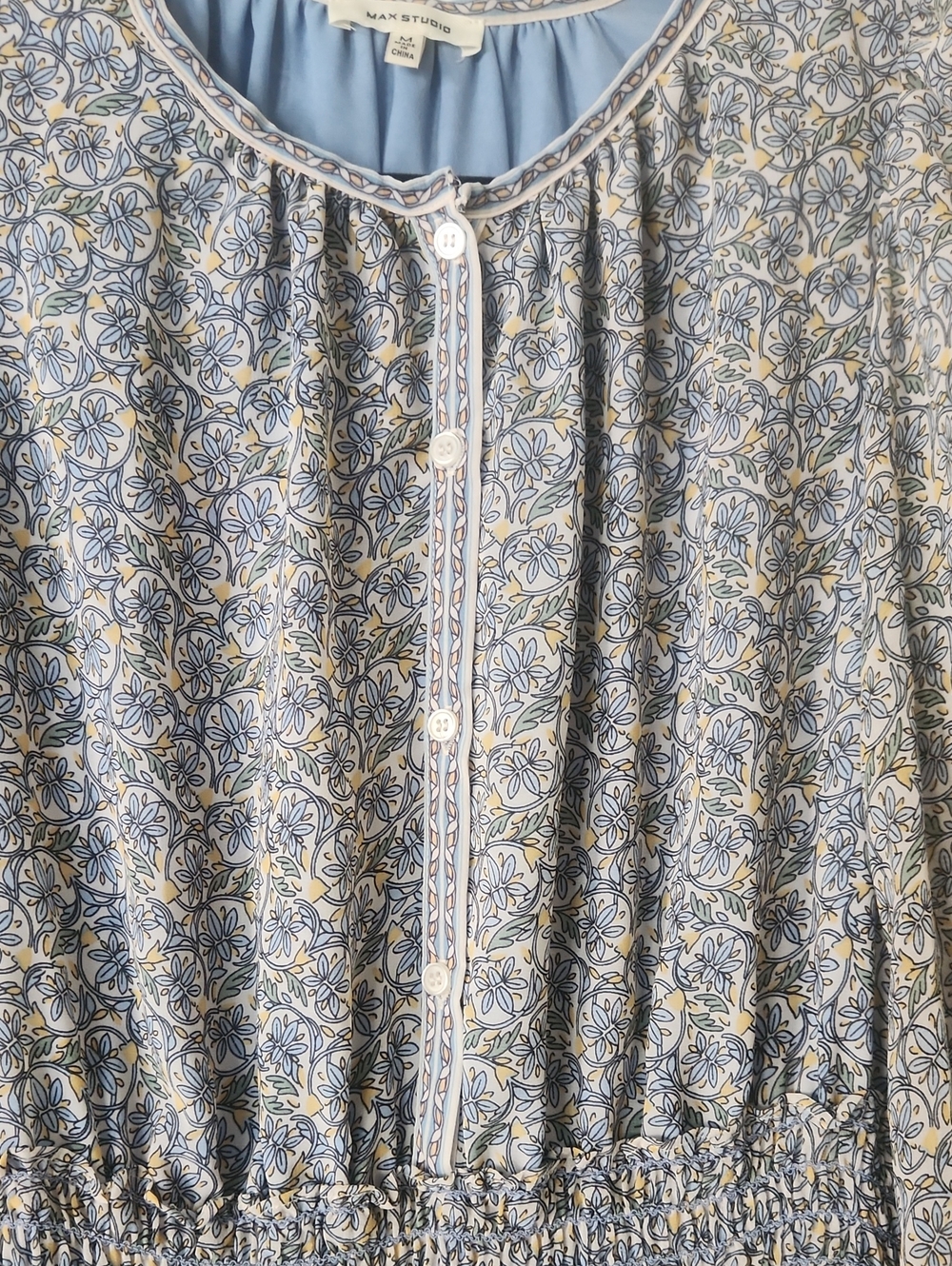 Max Studio Blue Floral Tiered Long Sleeve Maxi Dress - Picture 4 of 6